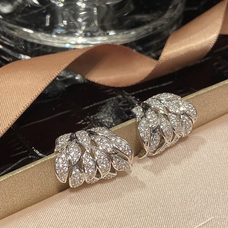 Leaf Zircon Stud Earrings