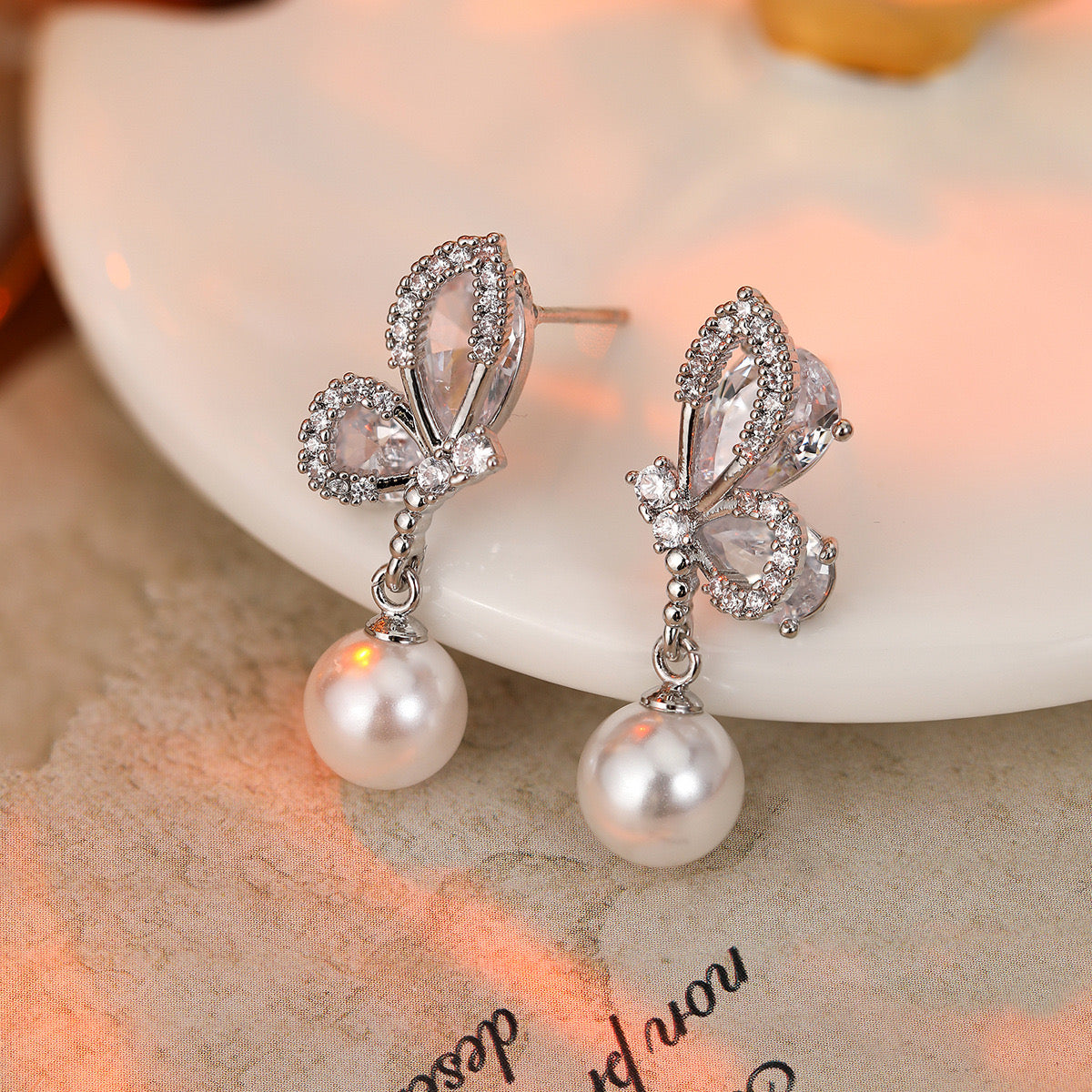 Butterfly Pearl Earrings