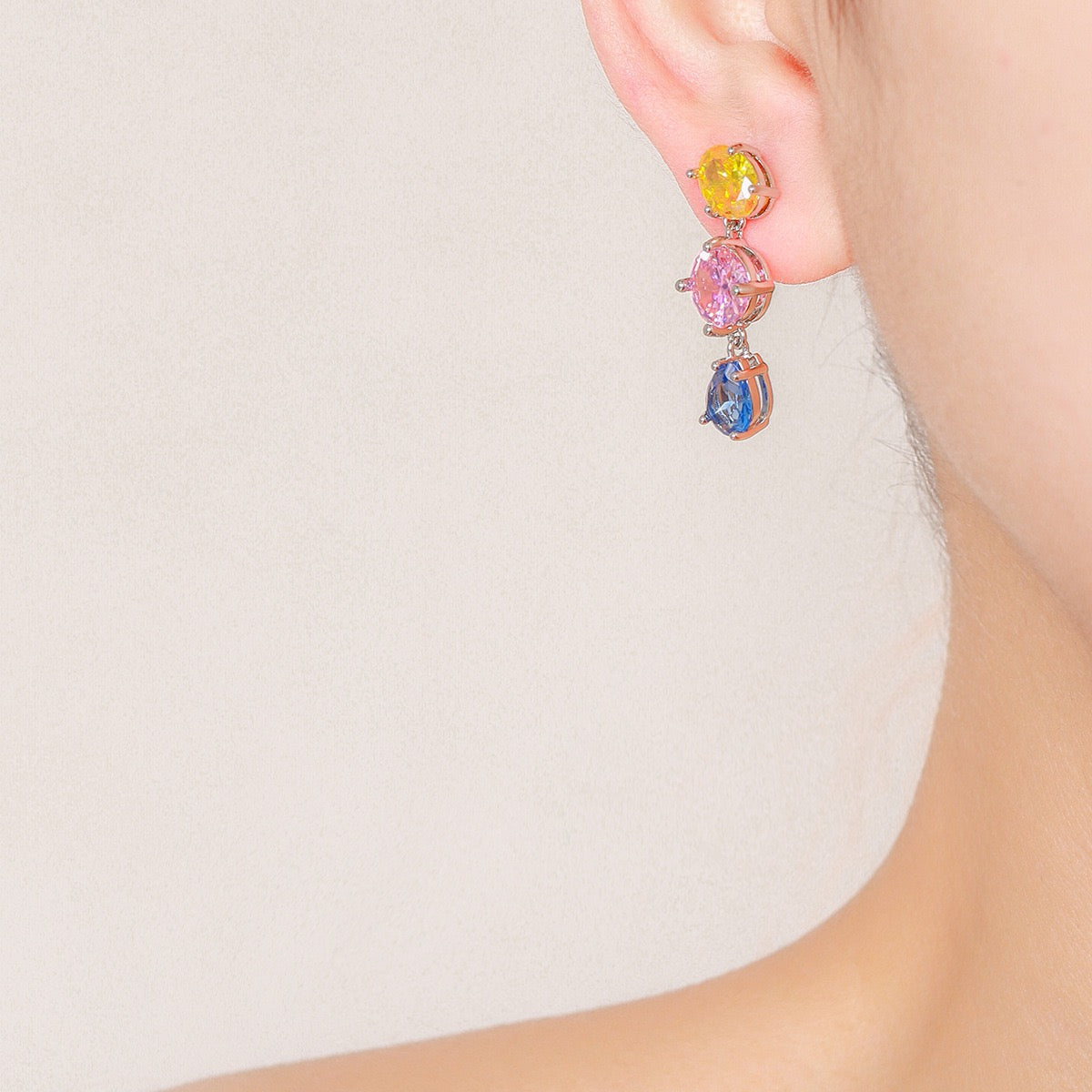 Colorful Zircon Inlay Earrings