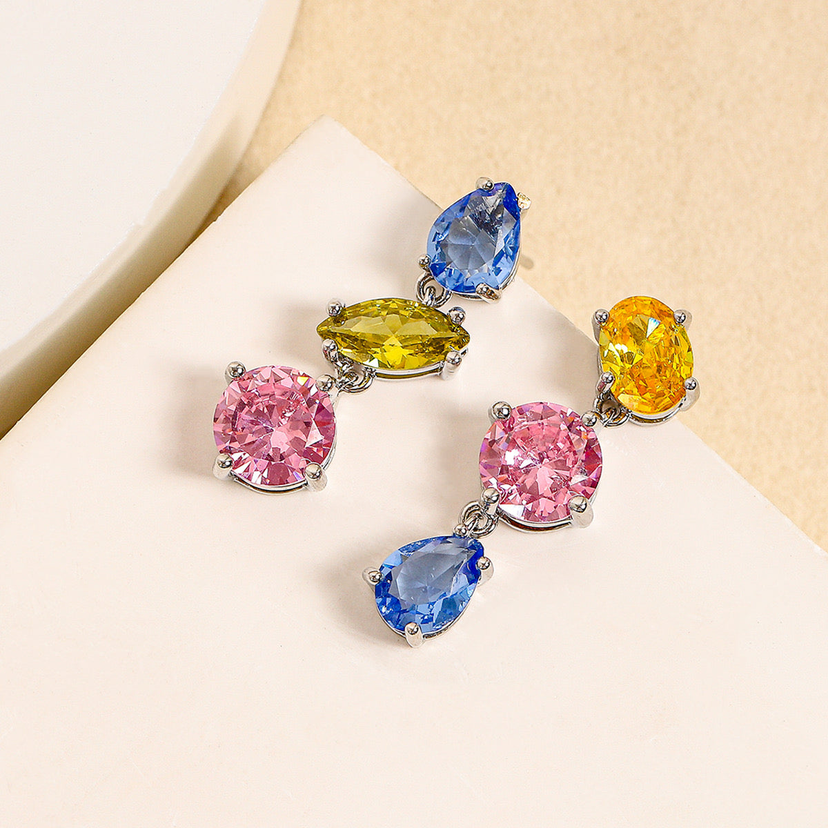 Colorful Zircon Inlay Earrings