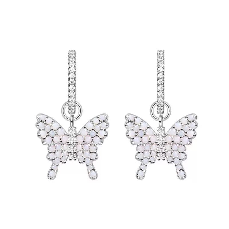 Butterfly Zircon C-shaped Earrings