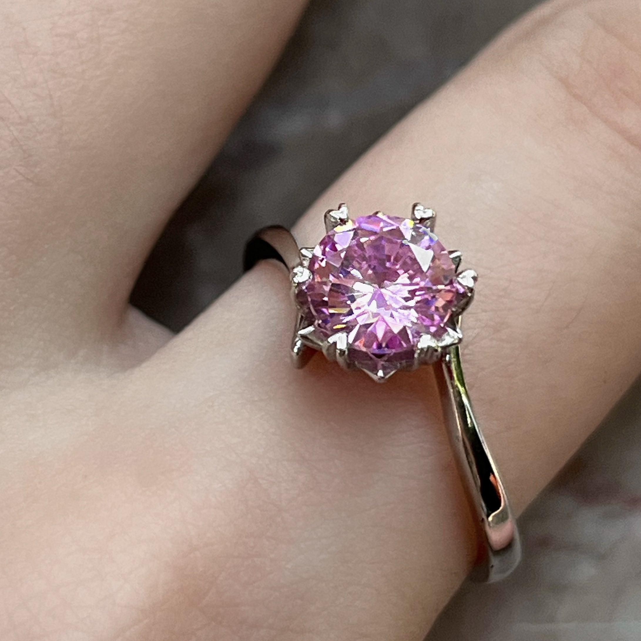 925 Silver Pink Zircon Ring