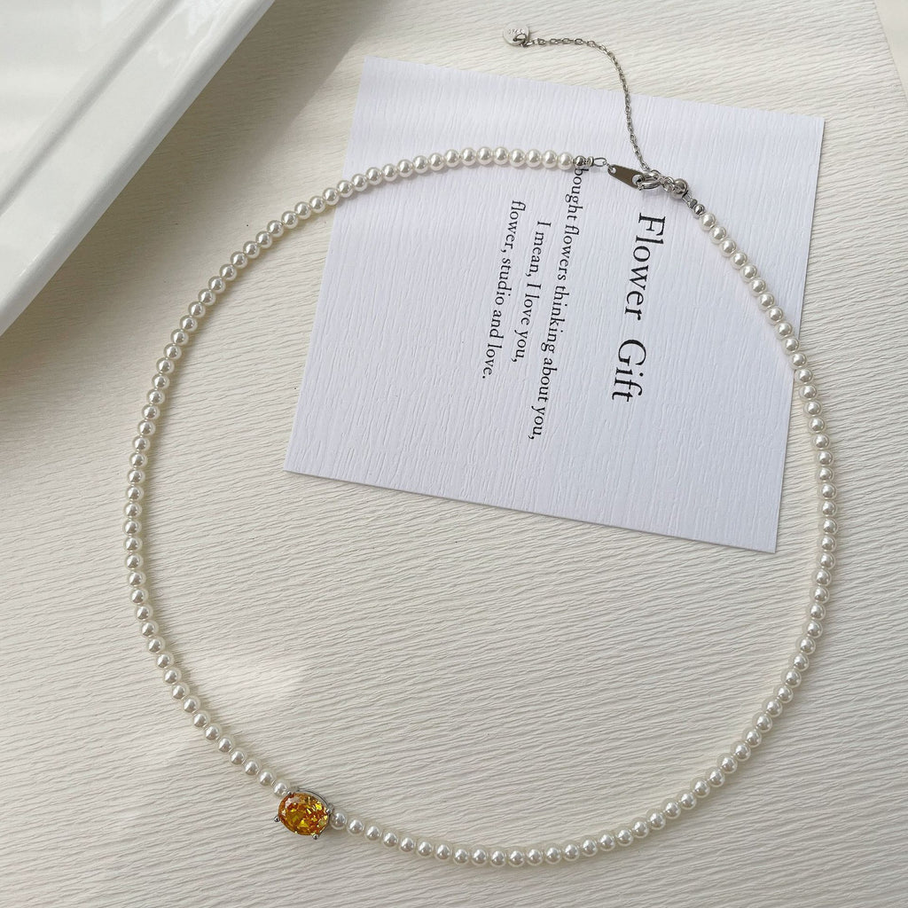 925 Silver Pearl Zircon Set, Six-Color Bracelet Necklace