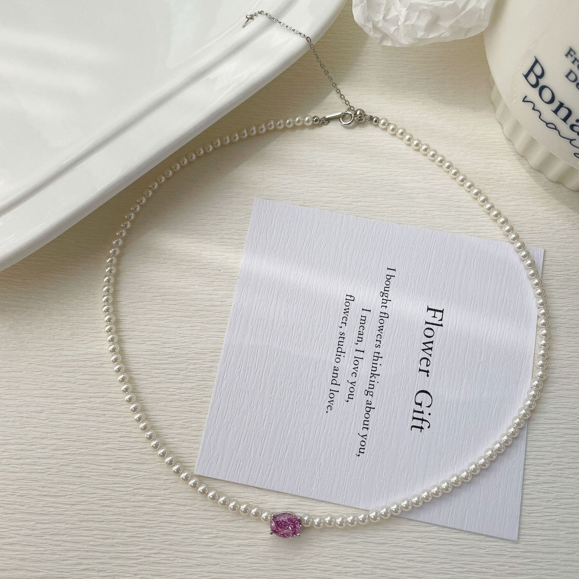 925 Silver Pearl Zircon Set, Six-Color Bracelet Necklace