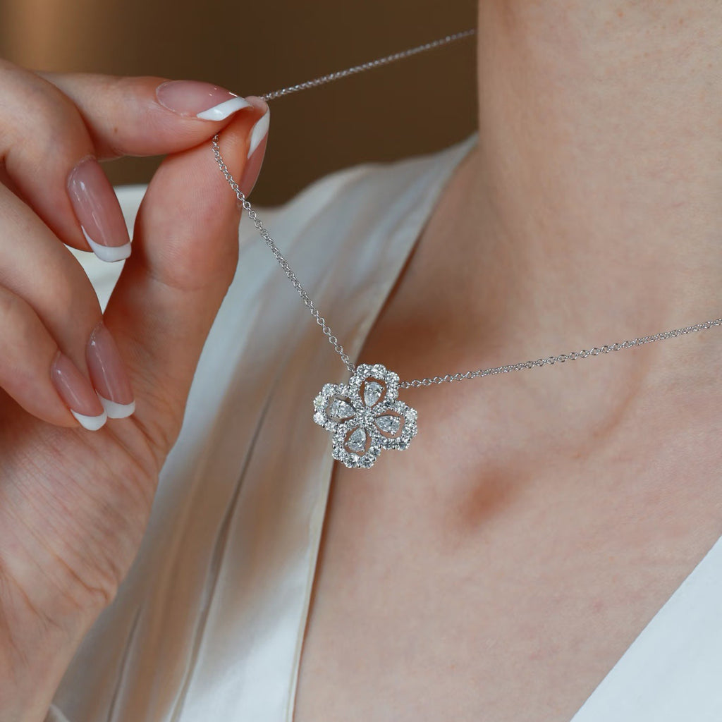 925 Silver Hollow Four-Leaf Clover Necklace