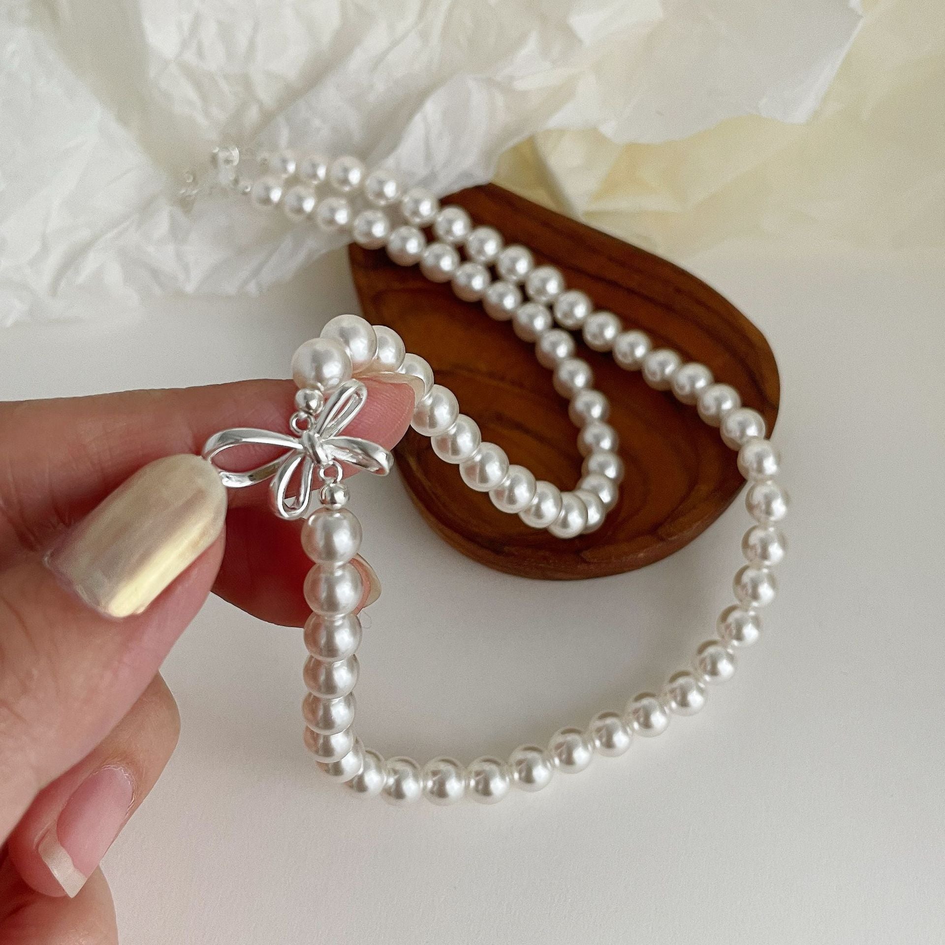 925 Silver Ribbon Three-Dimensional Bow Necklace