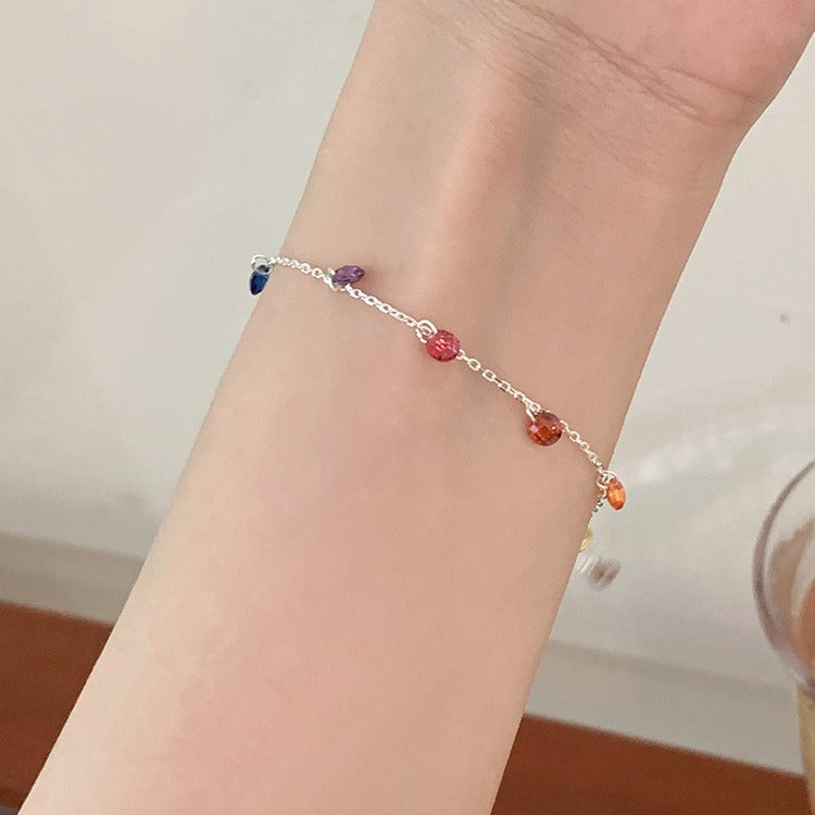 925 Silver Round Colorful Cubic Zirconia Bracelet