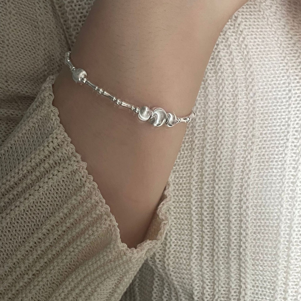 925 Silver Cat's Eye Bead Bracelet