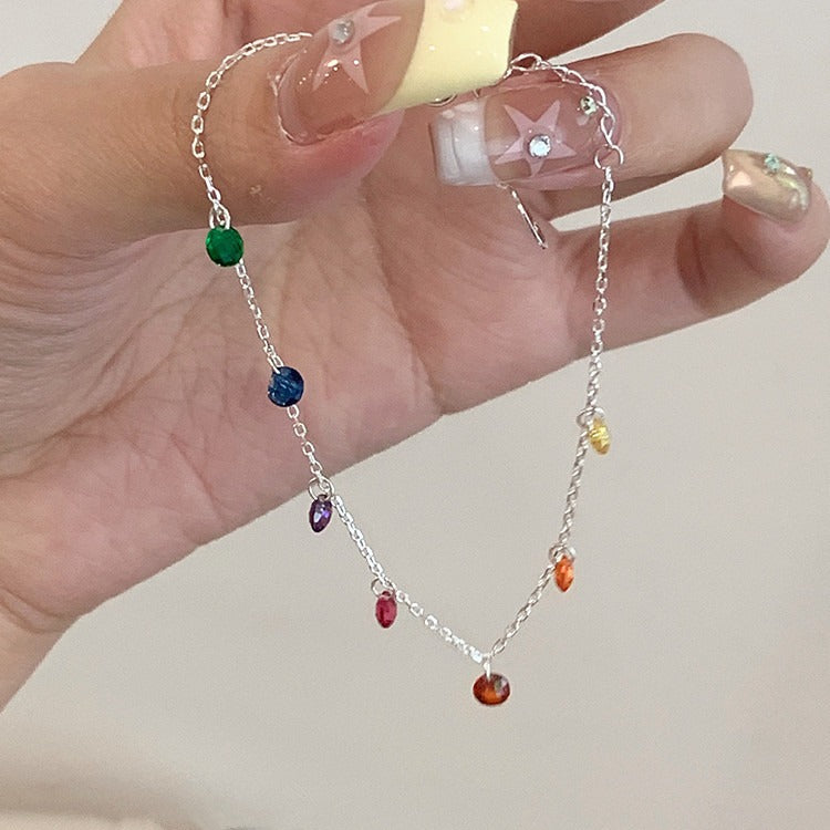925 Silver Round Colorful Cubic Zirconia Bracelet