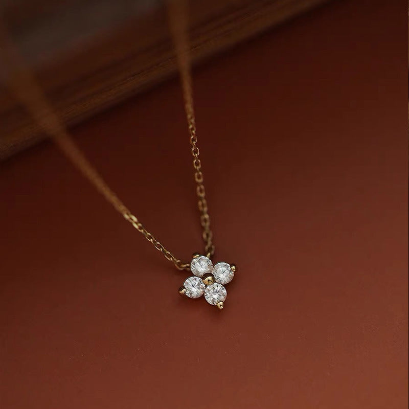 925 Silver Four-Leaf Clover 18K Gold Necklace