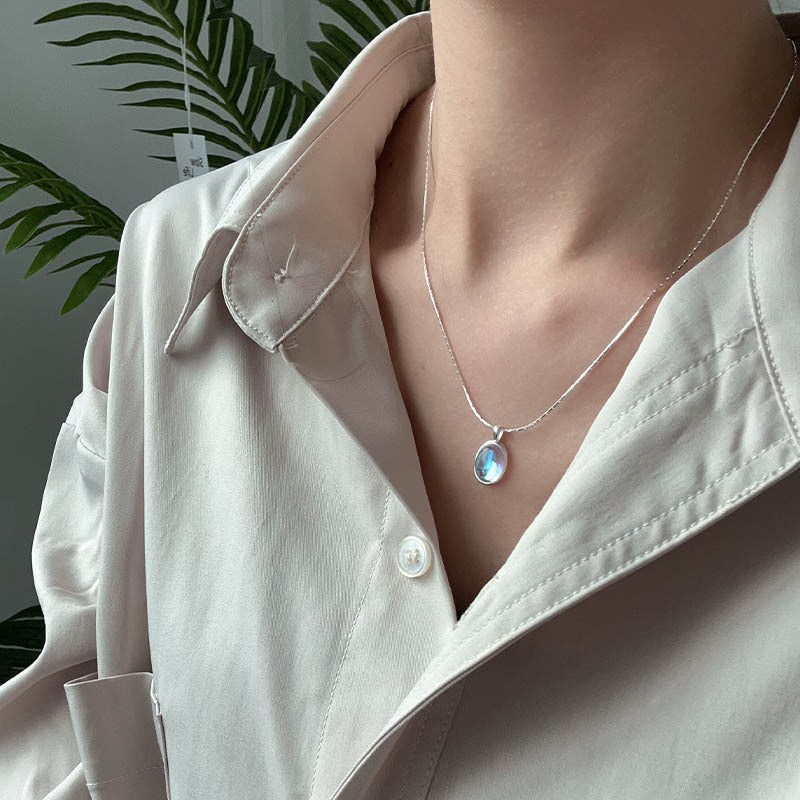 925 Silver Moonstone Aquamarine Necklace