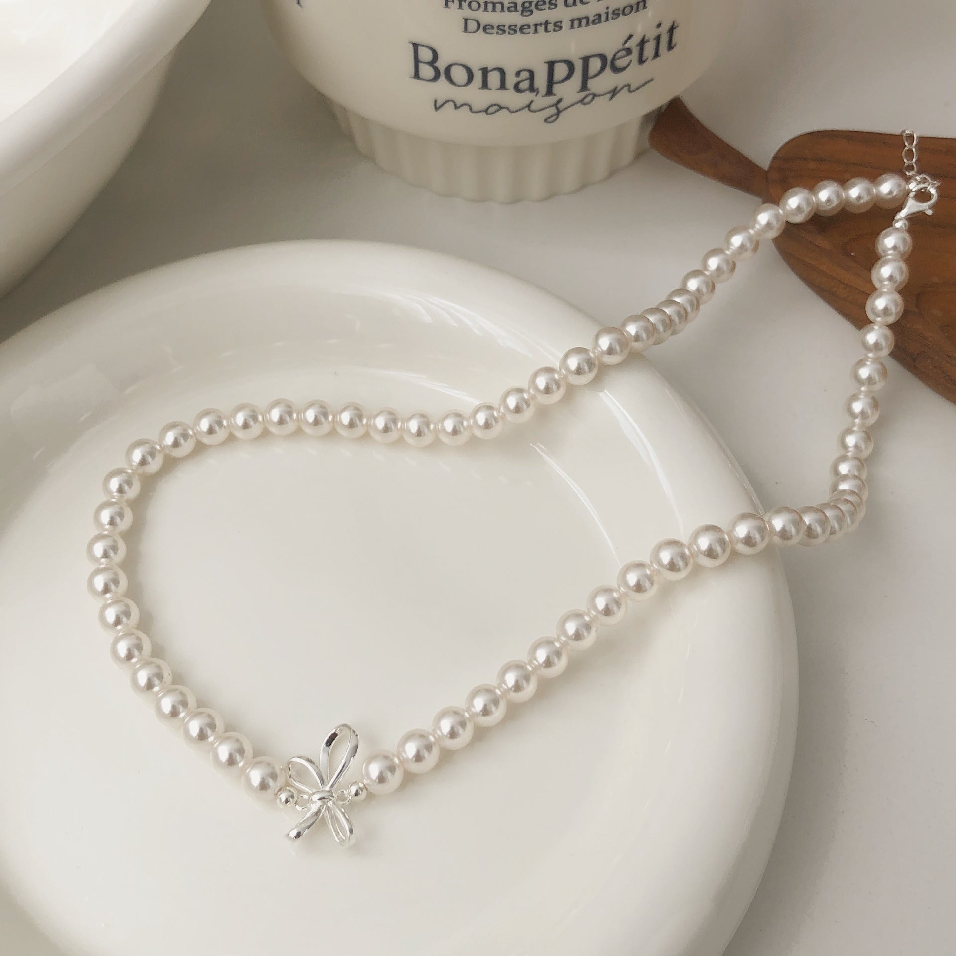 925 Silver Ribbon Three-Dimensional Bow Necklace