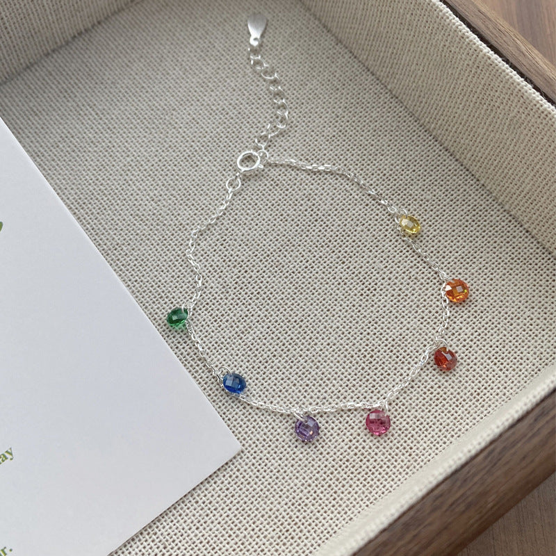 925 Silver Round Colorful Cubic Zirconia Bracelet