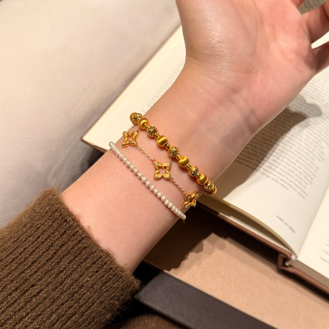 925 Silver Brushed Star Clover Bracelet and Necklace Set