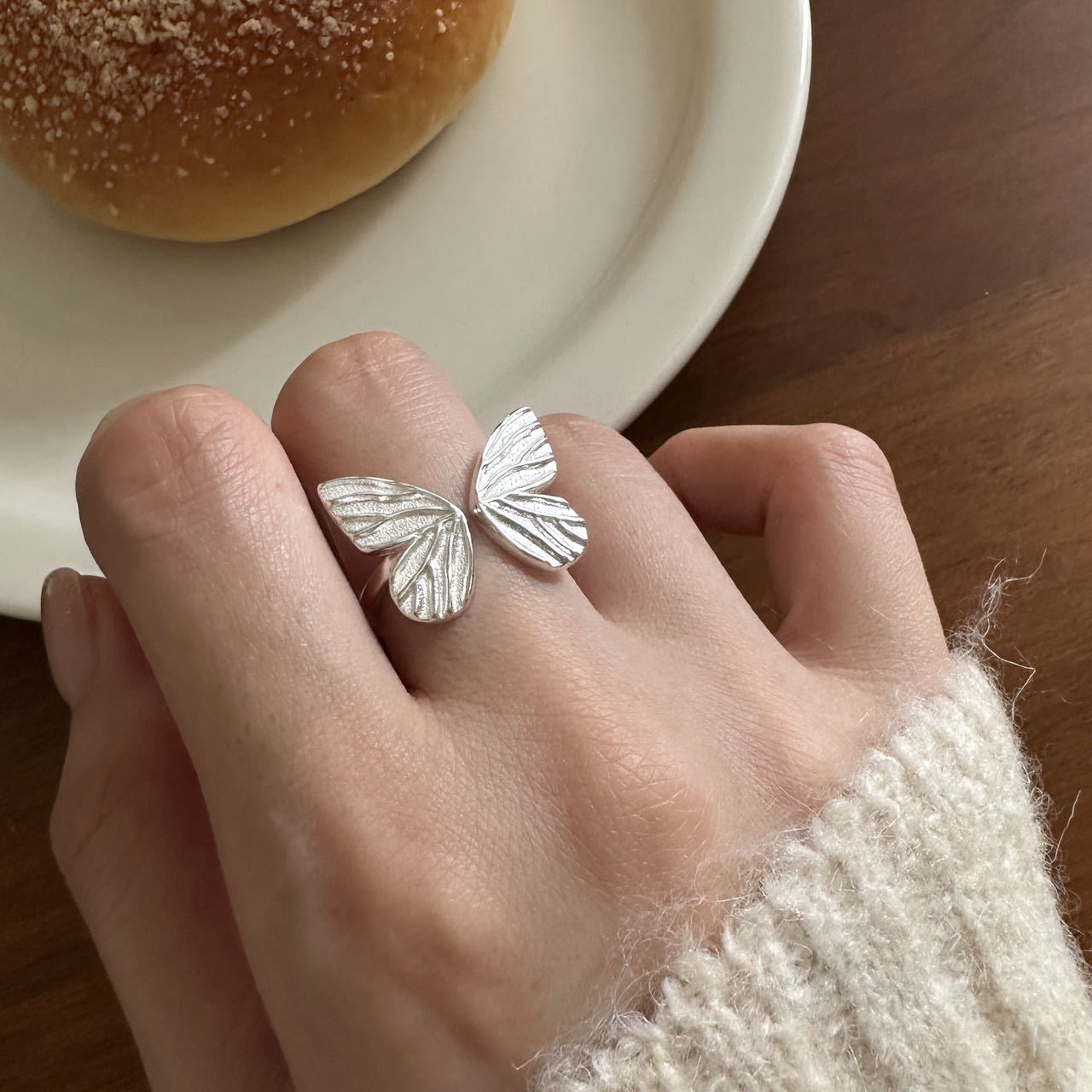 925 Silver Butterfly Adjustable Ring