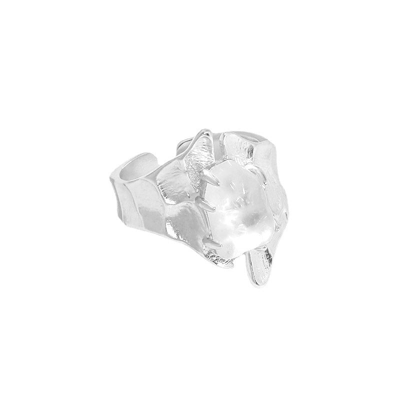 925 Silver Inlaid Crystal Adjustable Ring