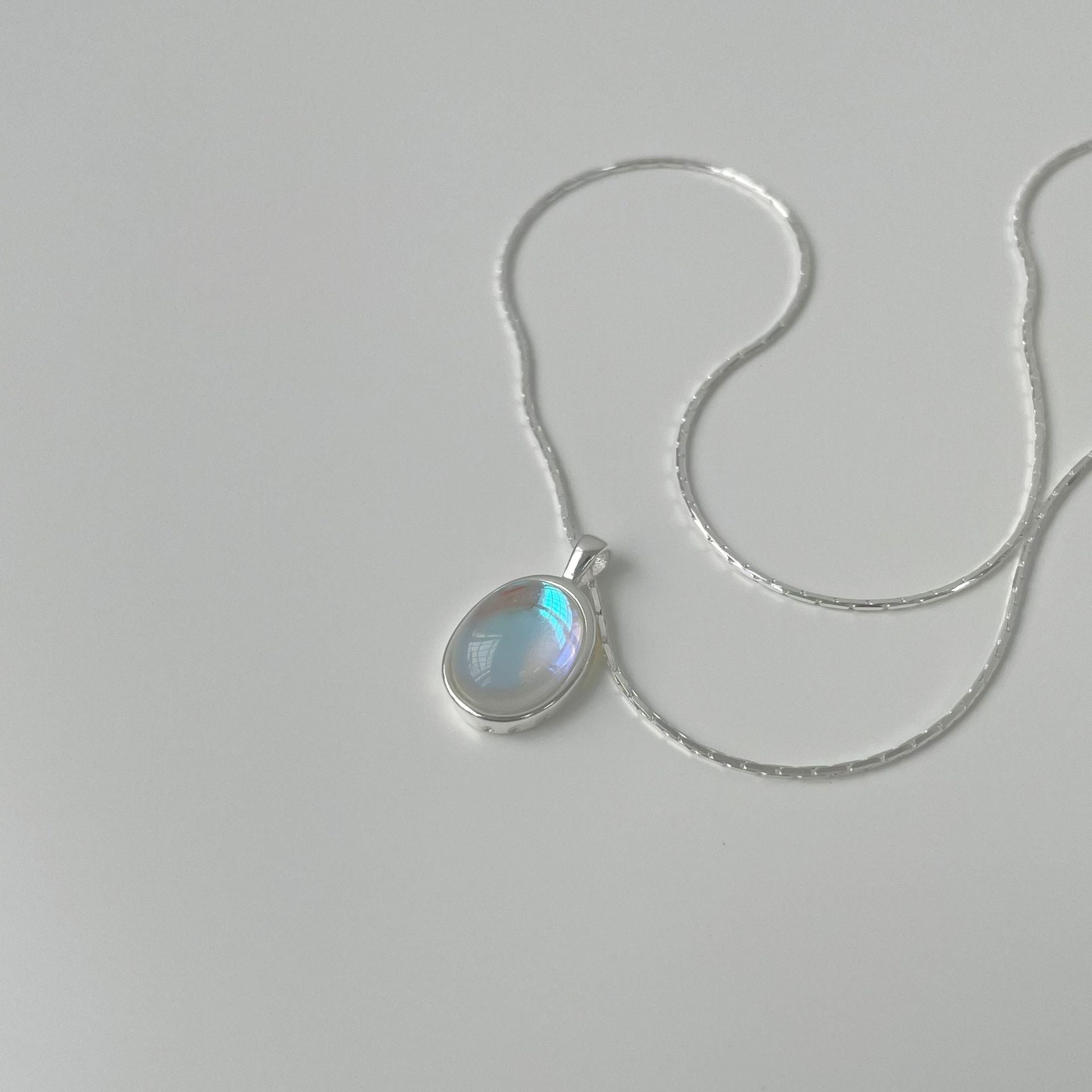 925 Silver Moonstone Aquamarine Necklace