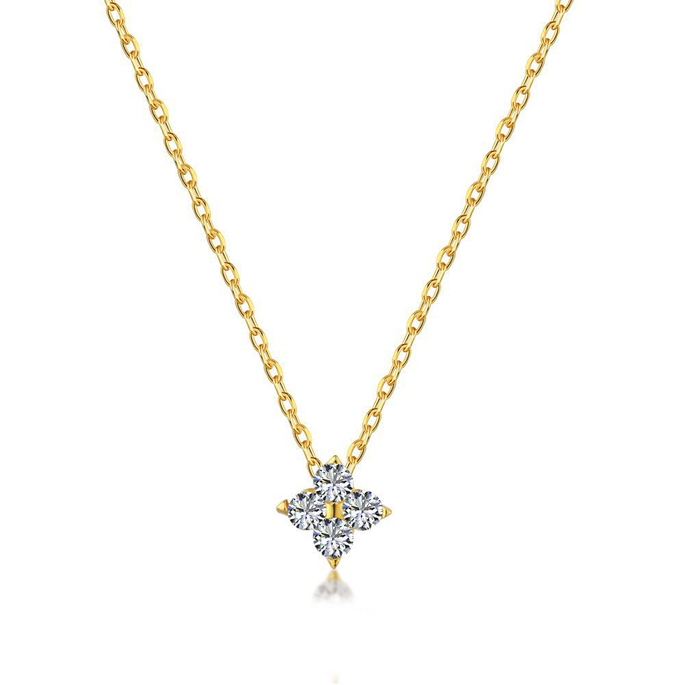 925 Silver Four-Leaf Clover 18K Gold Necklace