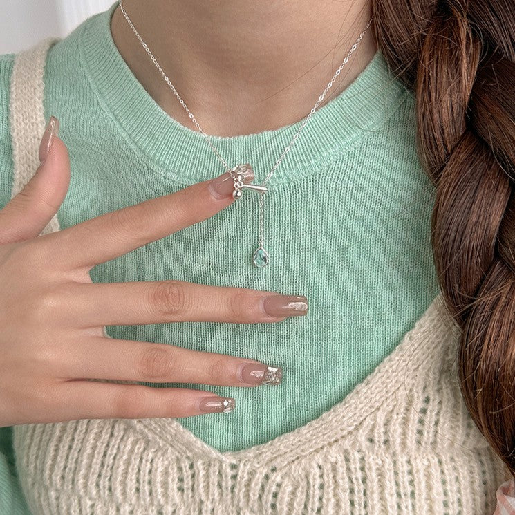 Blue Teardrop Adjustable Necklace 925 Sterling Silver · Everyday Essential