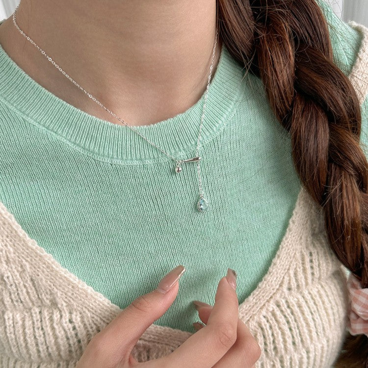 Blue Teardrop Adjustable Necklace 925 Sterling Silver · Everyday Essential