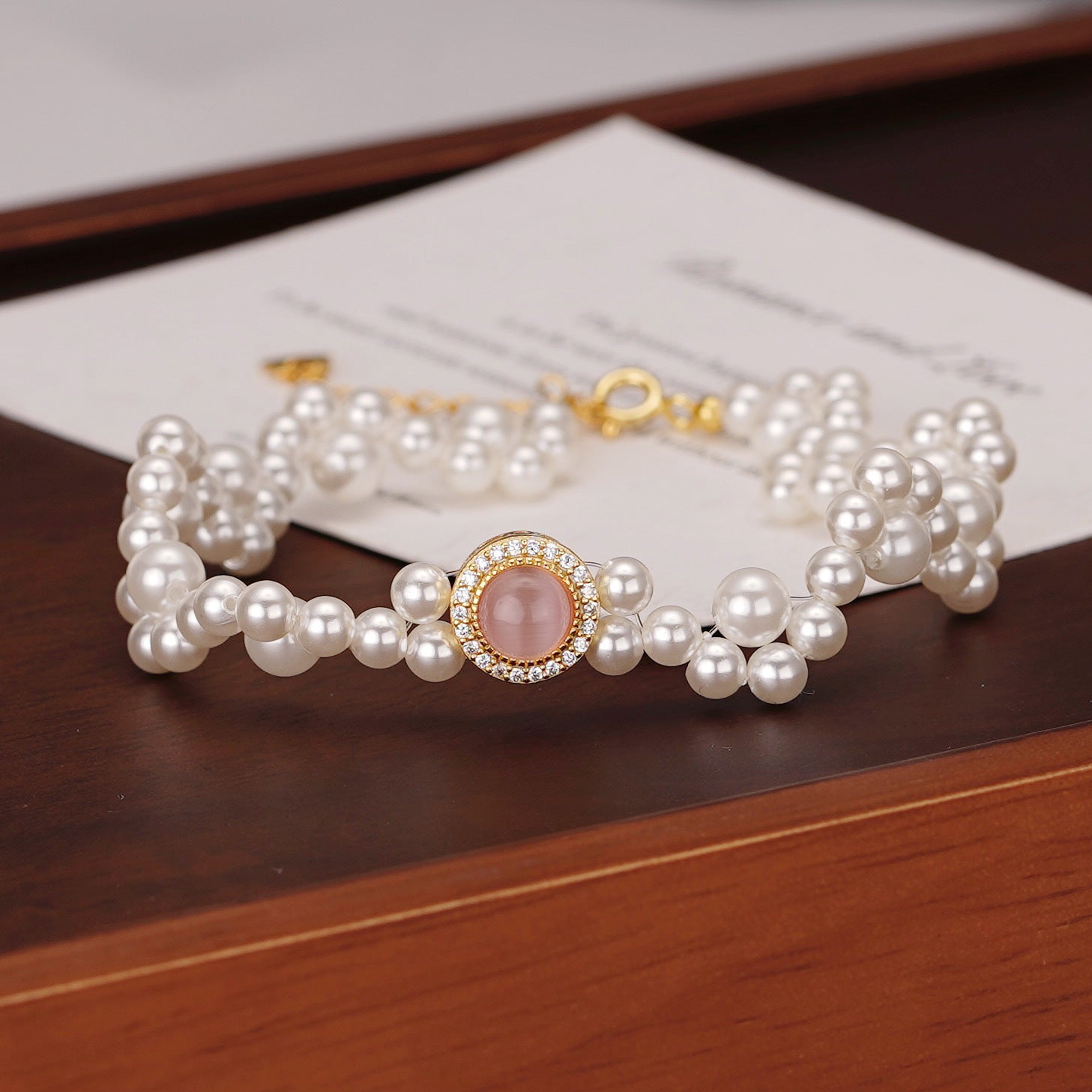 925 Silver Cat's Eye Pearl Bracelet and Necklace Set