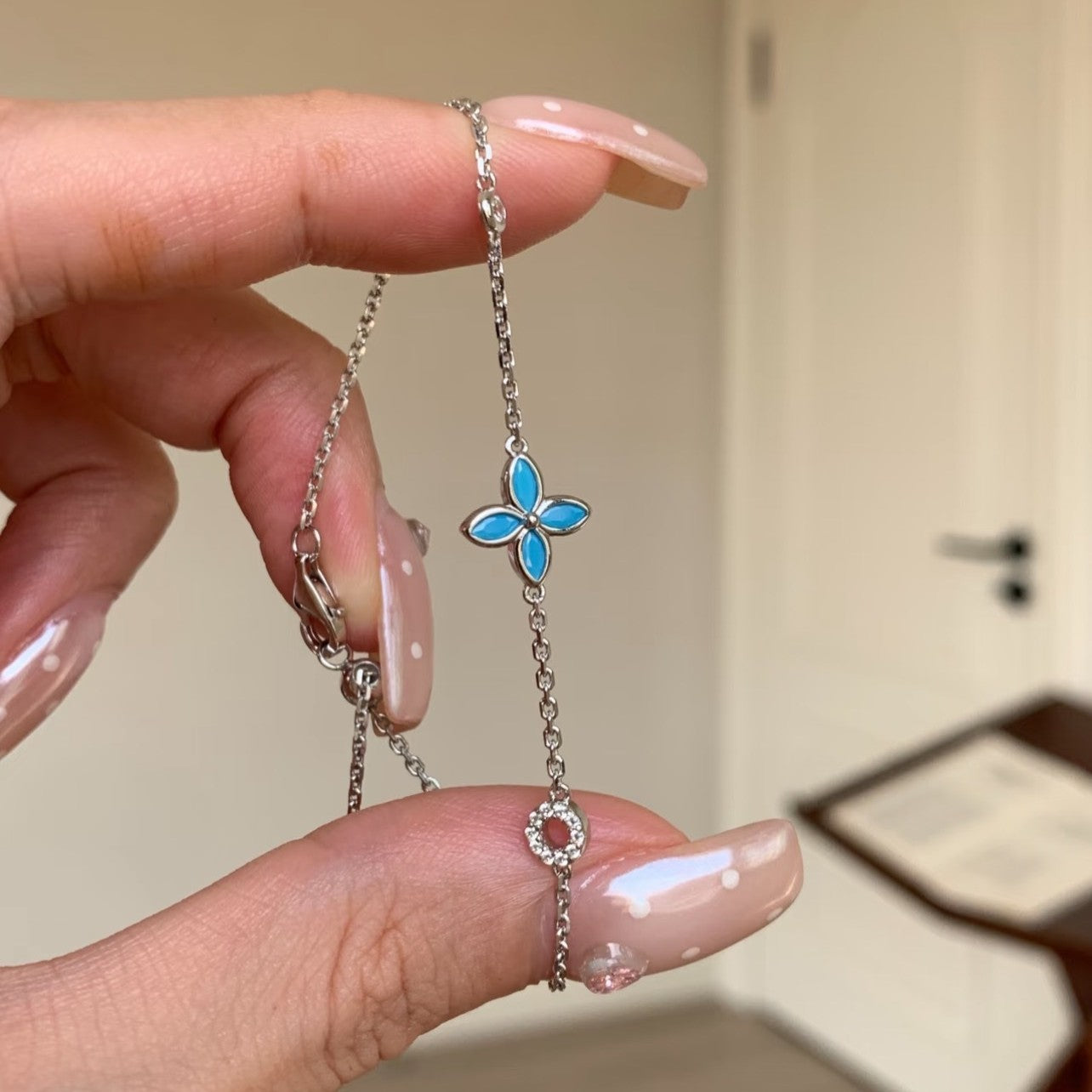 925 Silver Vintage Four-Leaf Flower Bracelet