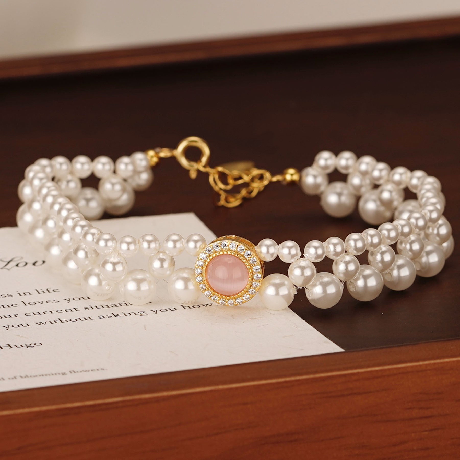 925 Silver Cat's Eye Pearl Bracelet and Necklace Set