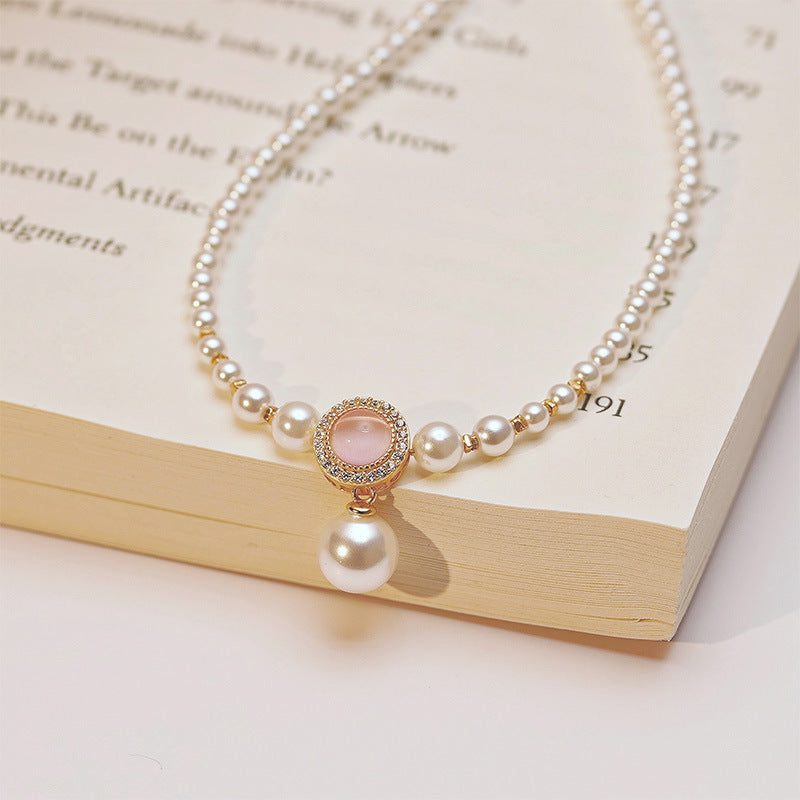 925 Silver Cat's Eye Pearl Bracelet and Necklace Set