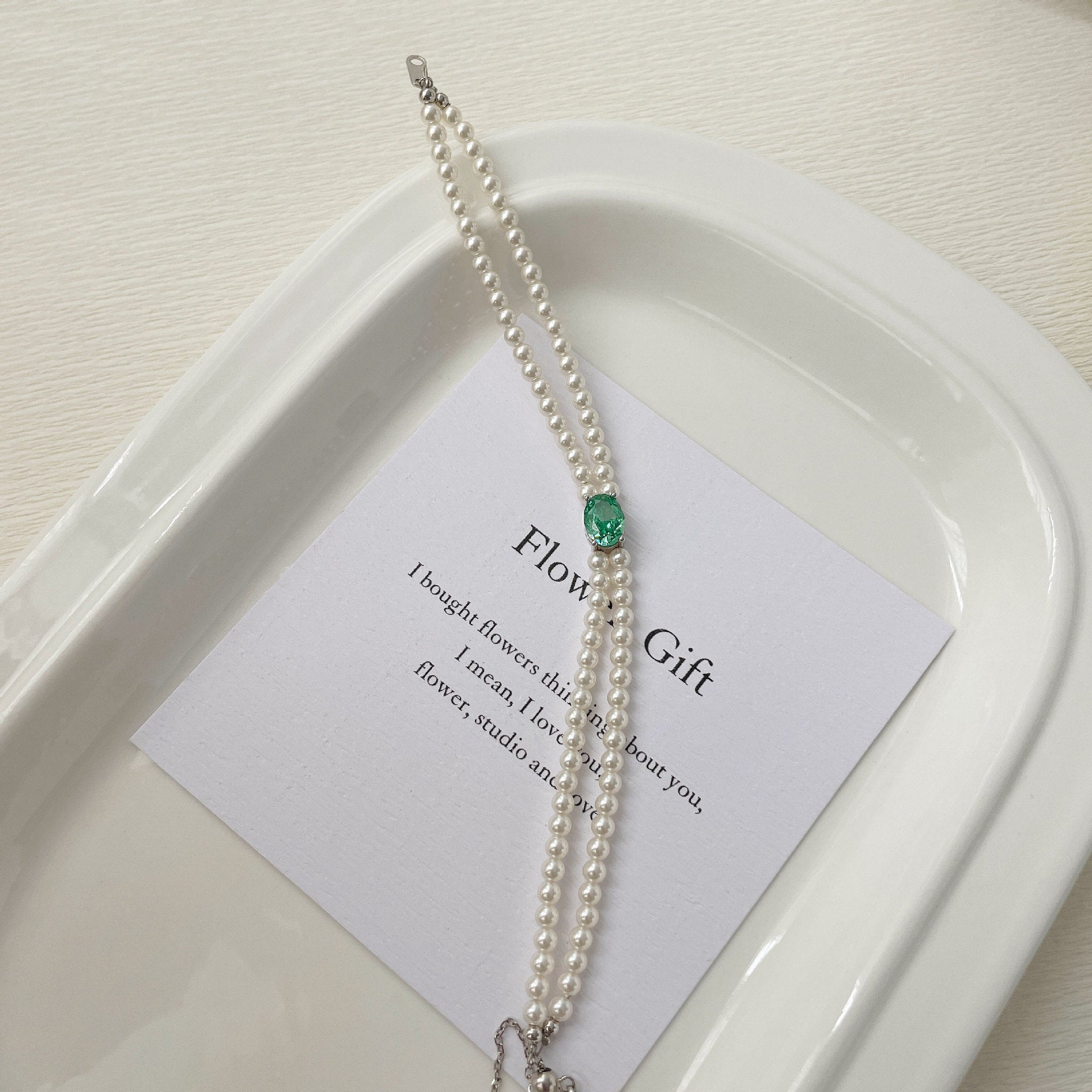 925 Silver Pearl Zircon Set, Six-Color Bracelet Necklace