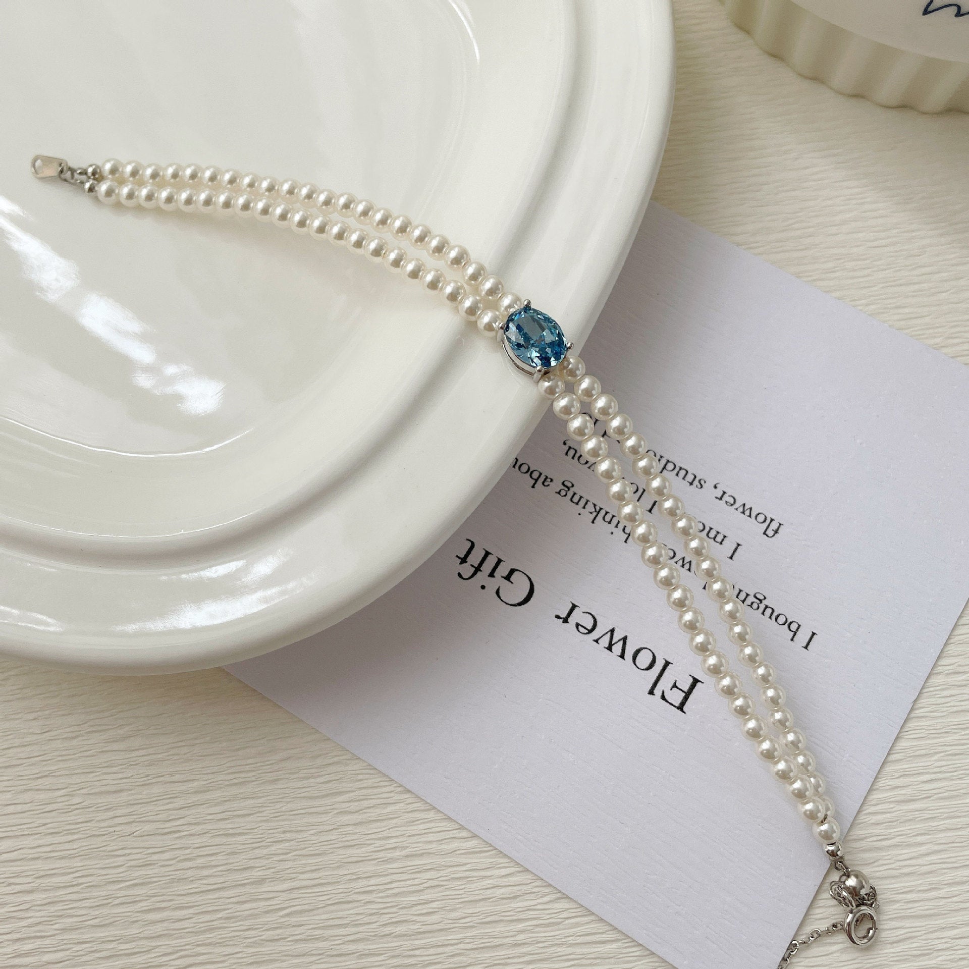 925 Silver Pearl Zircon Set, Six-Color Bracelet Necklace