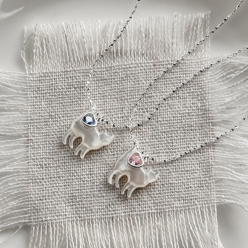 925 Silver Cat Heart Cubic Zirconia Necklace