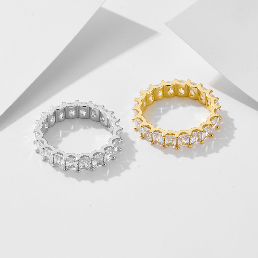 925 Silver Square Cubic Zirconia Ring Set