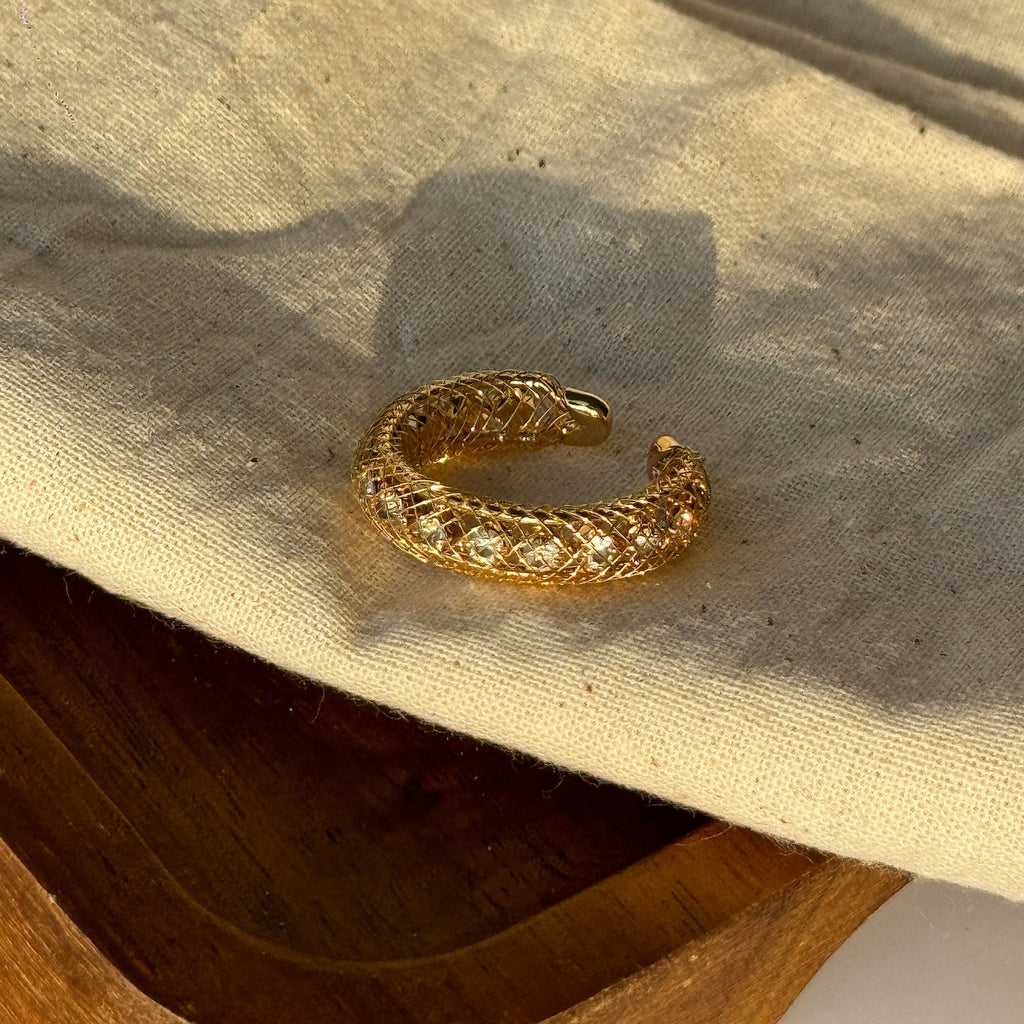 Hollow Lace White Stone Ring