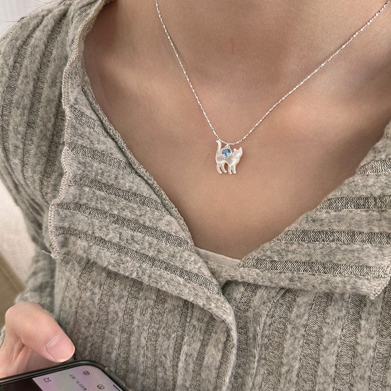 925 Silver Cat Heart Cubic Zirconia Necklace