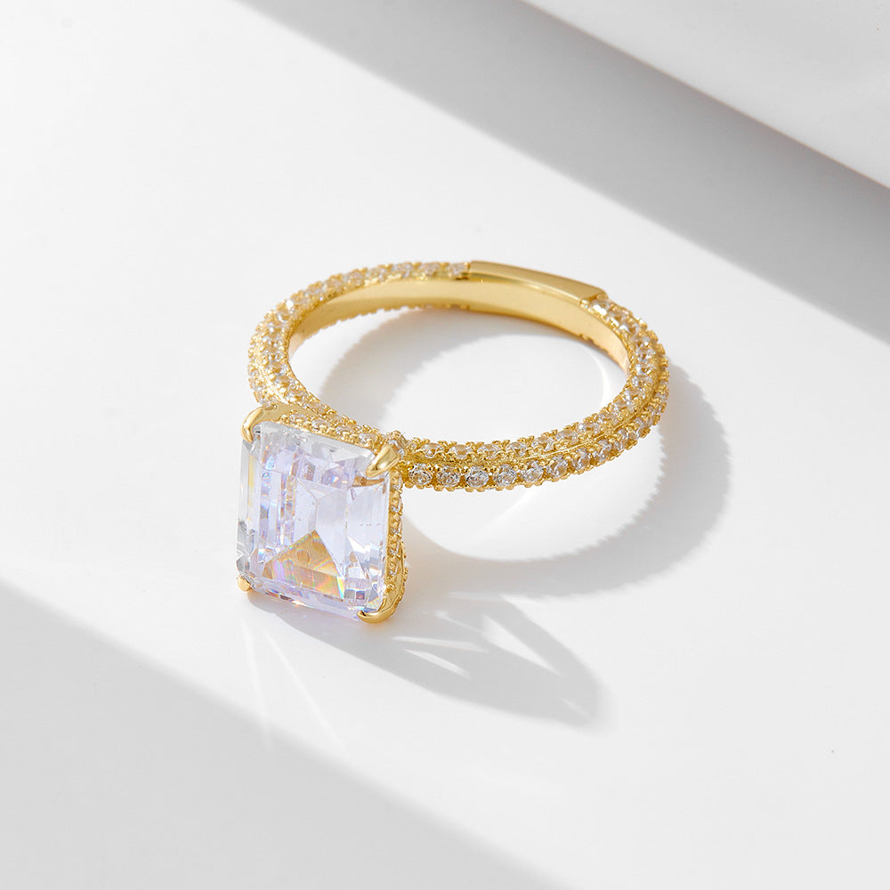 925 Silver Square Cubic Zirconia Ring Set