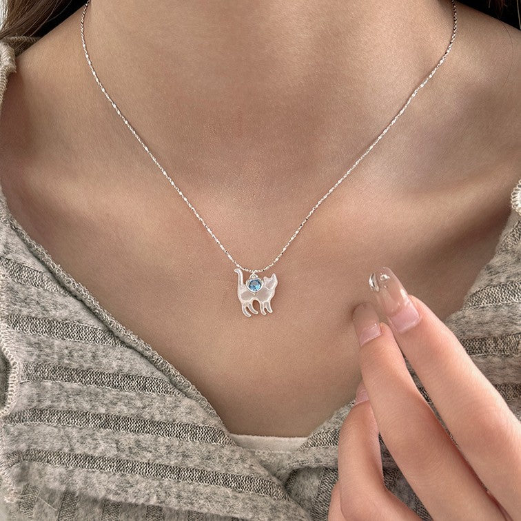 925 Silver Cat Heart Cubic Zirconia Necklace