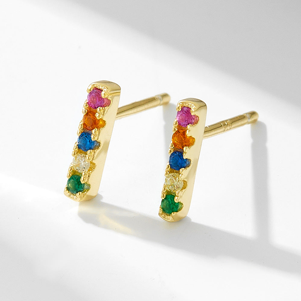 925 Silver Micro-Inlaid Colorful Zircon Earrings