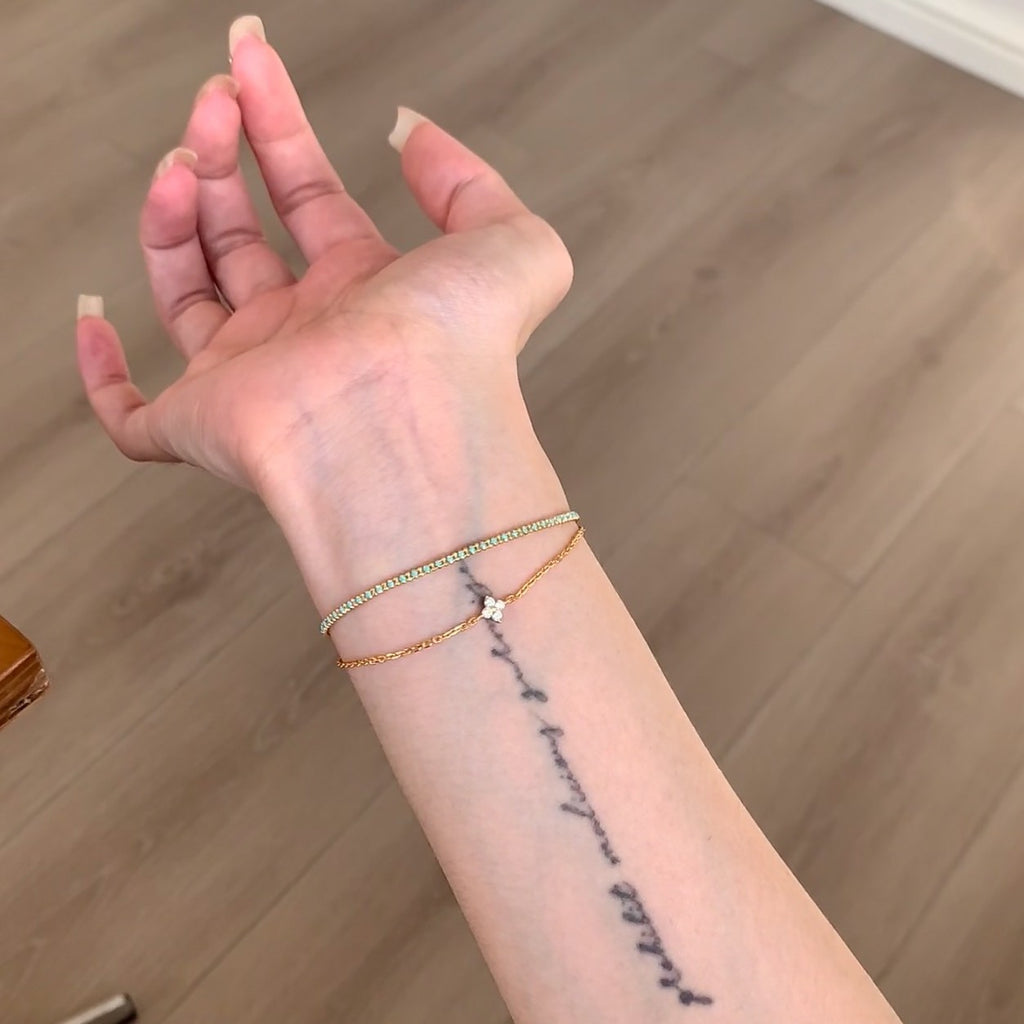 925 Silver Double-Layer Four-Leaf Clover Bracelet