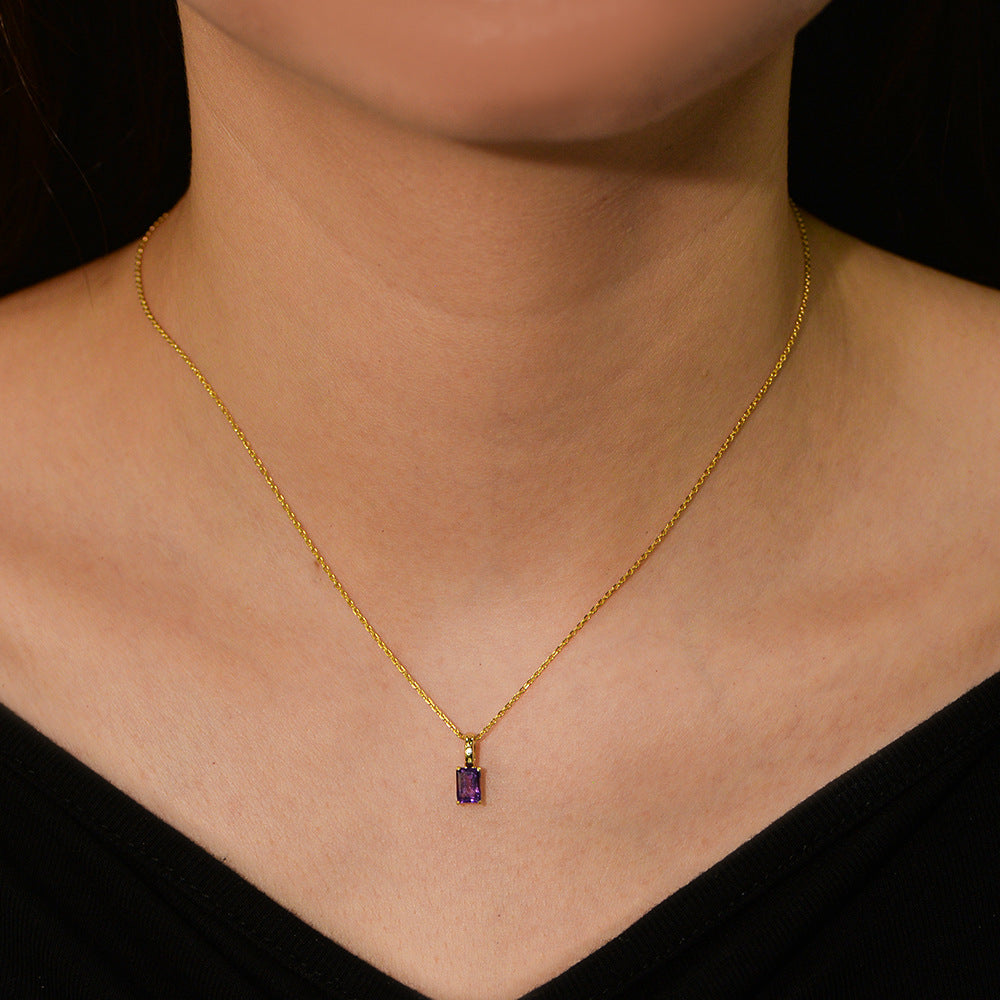 925 Silver Natural Amethyst Peridot Pendant Necklace