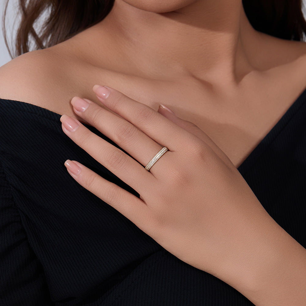 925 Silver Micro-Inlaid Zircon Stacking Ring