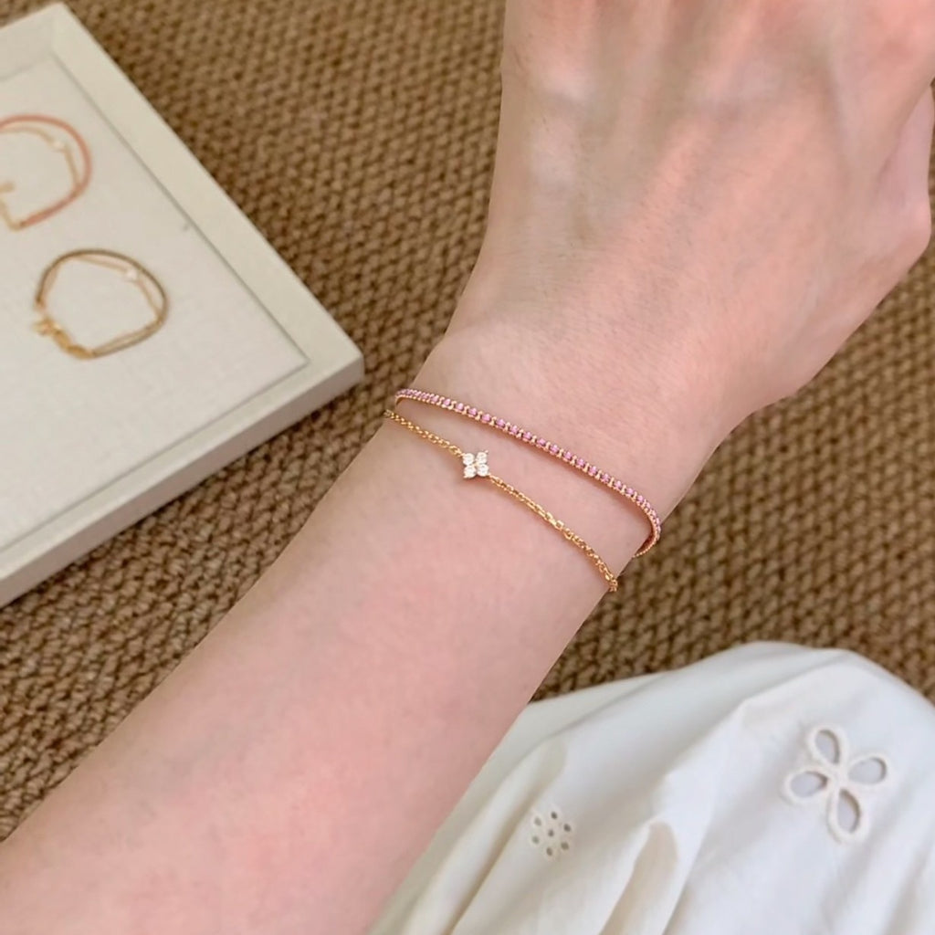 925 Silver Double-Layer Four-Leaf Clover Bracelet