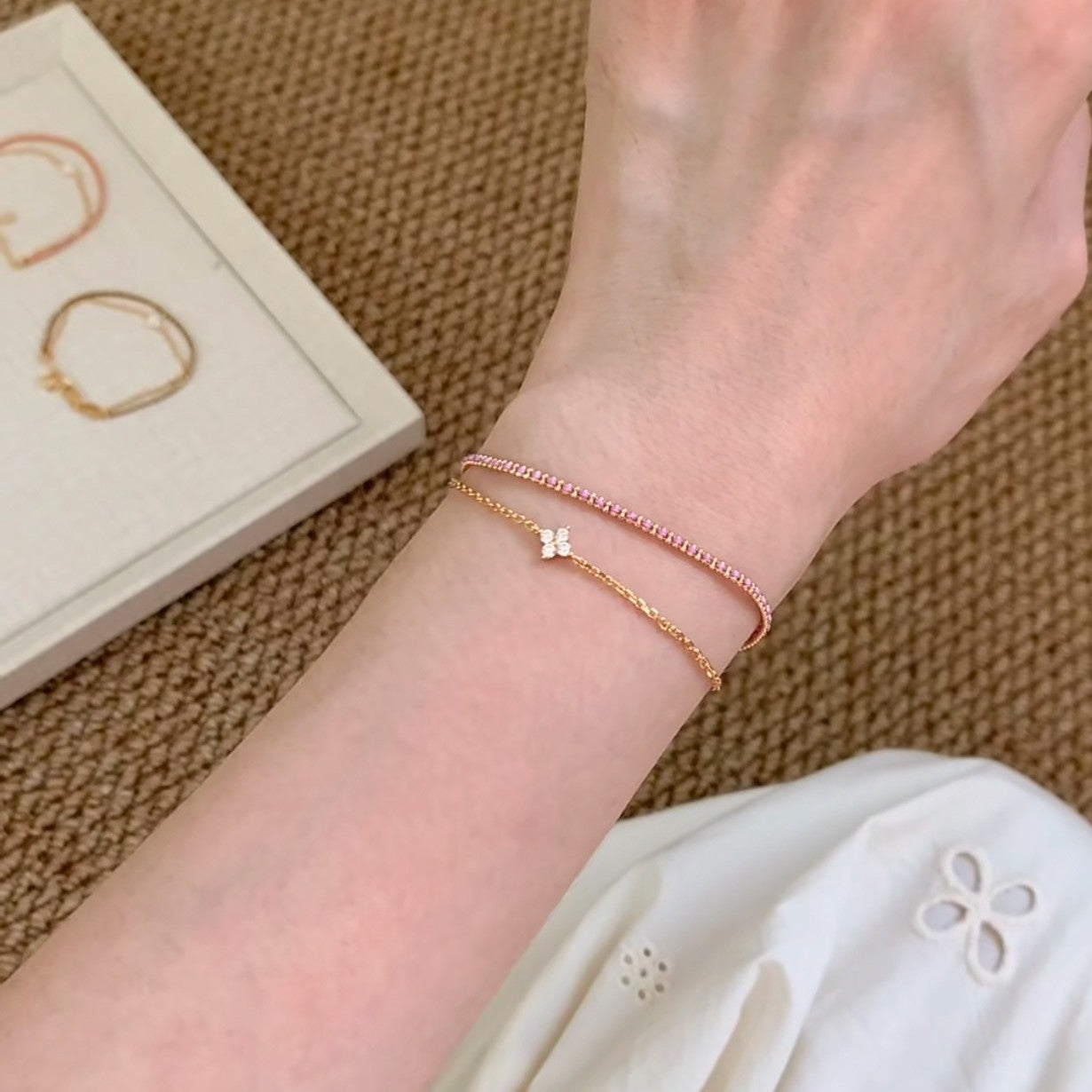 925 Silver Double-Layer Four-Leaf Clover Bracelet