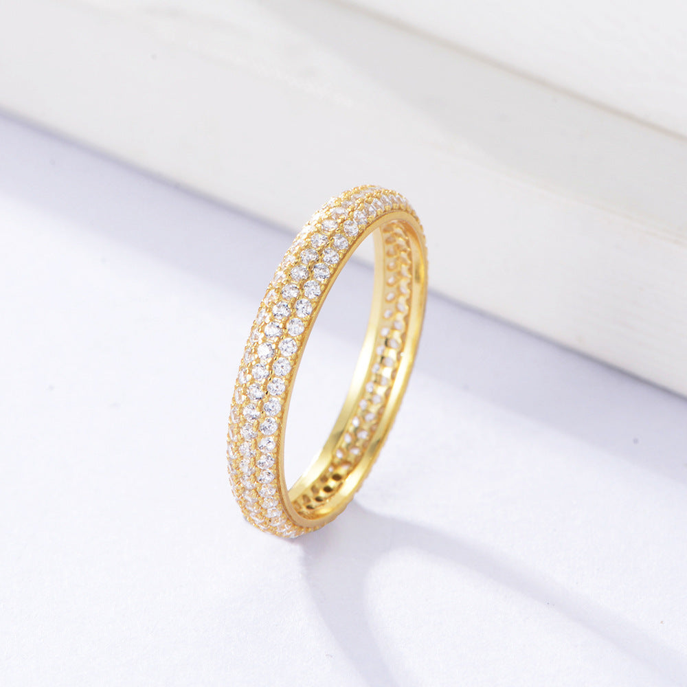 925 Silver Micro-Inlaid Zircon Stacking Ring
