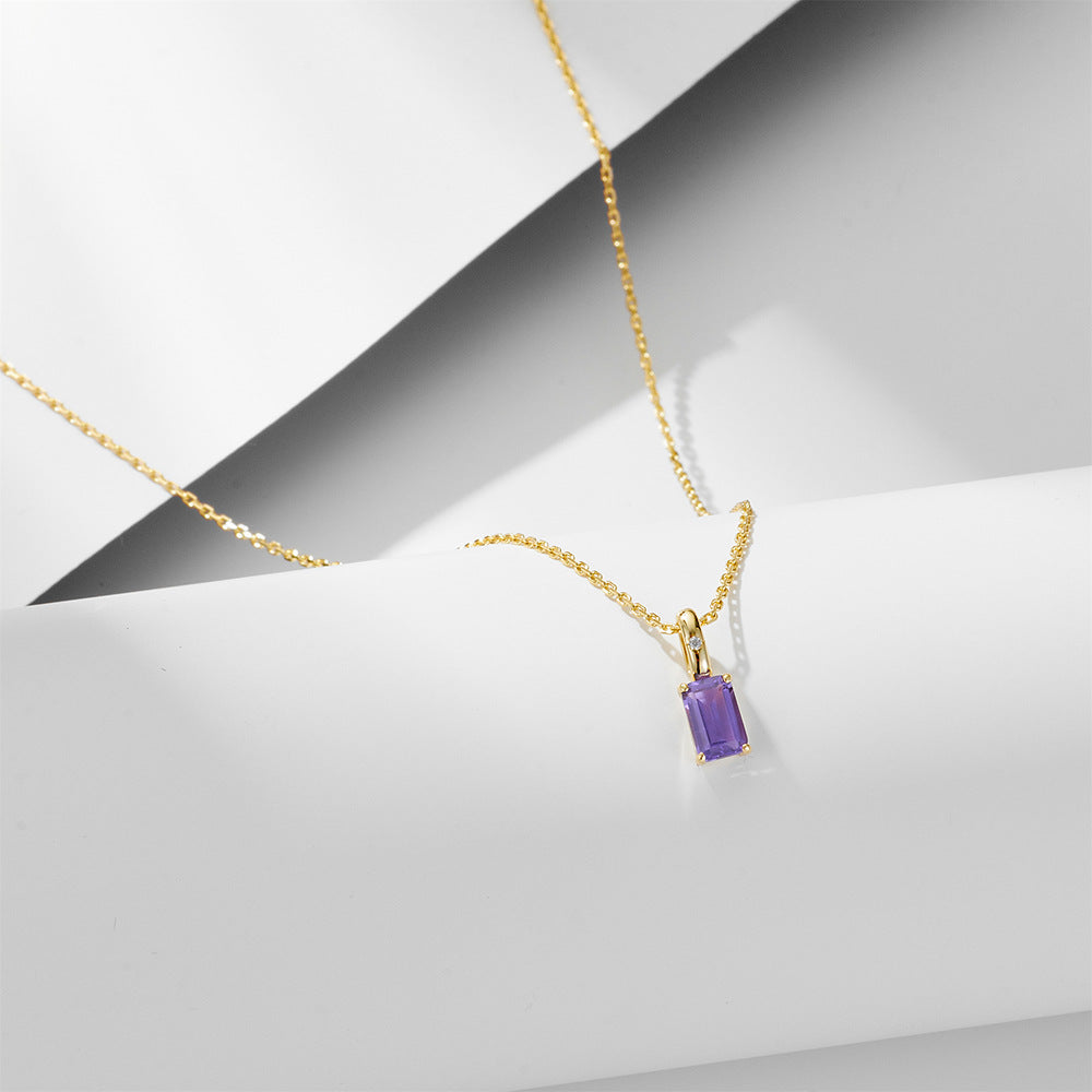 925 Silver Natural Amethyst Peridot Pendant Necklace