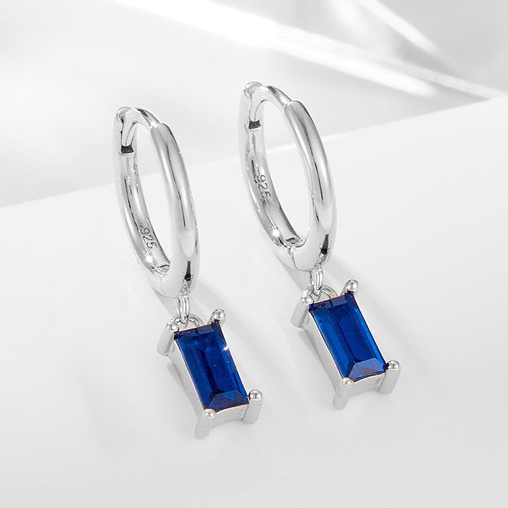 925 Silver Rectangular Zirconia Earrings