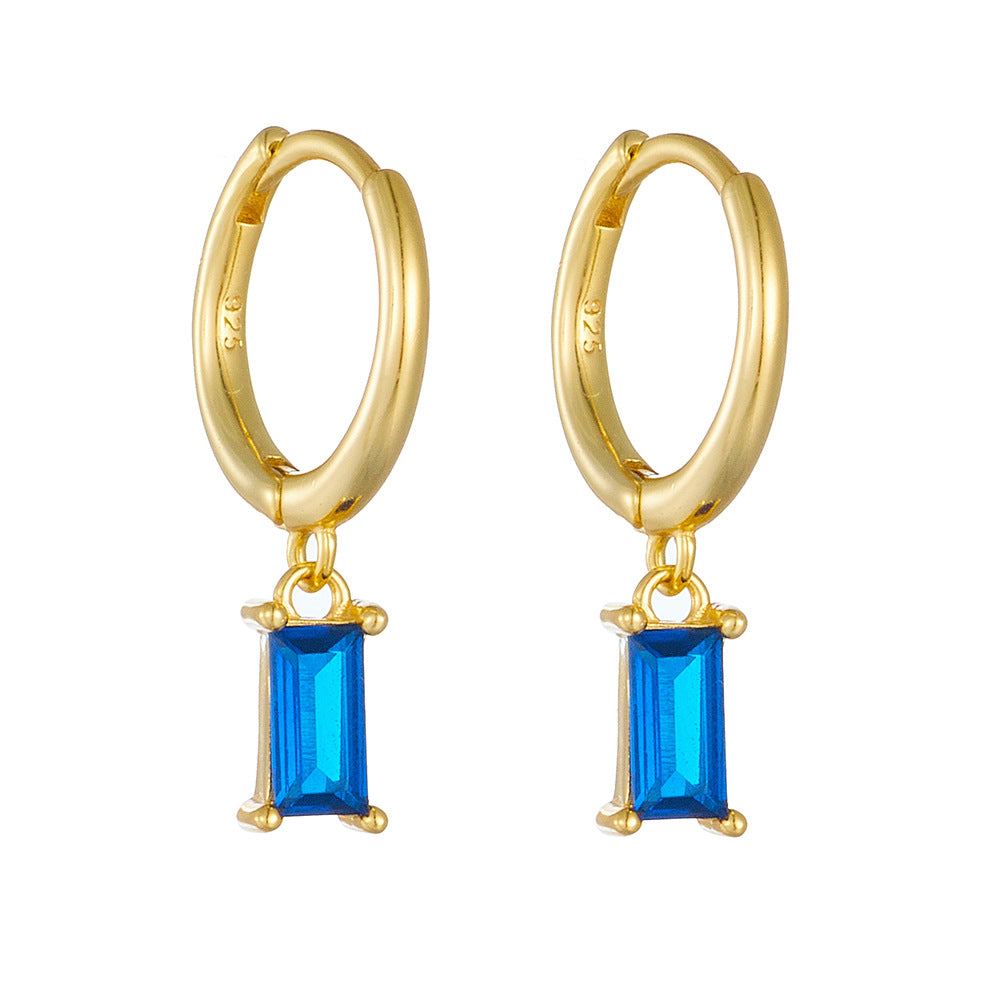 925 Silver Rectangular Zirconia Earrings
