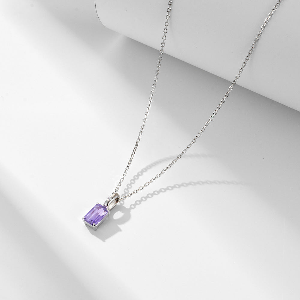 925 Silver Natural Amethyst Peridot Pendant Necklace