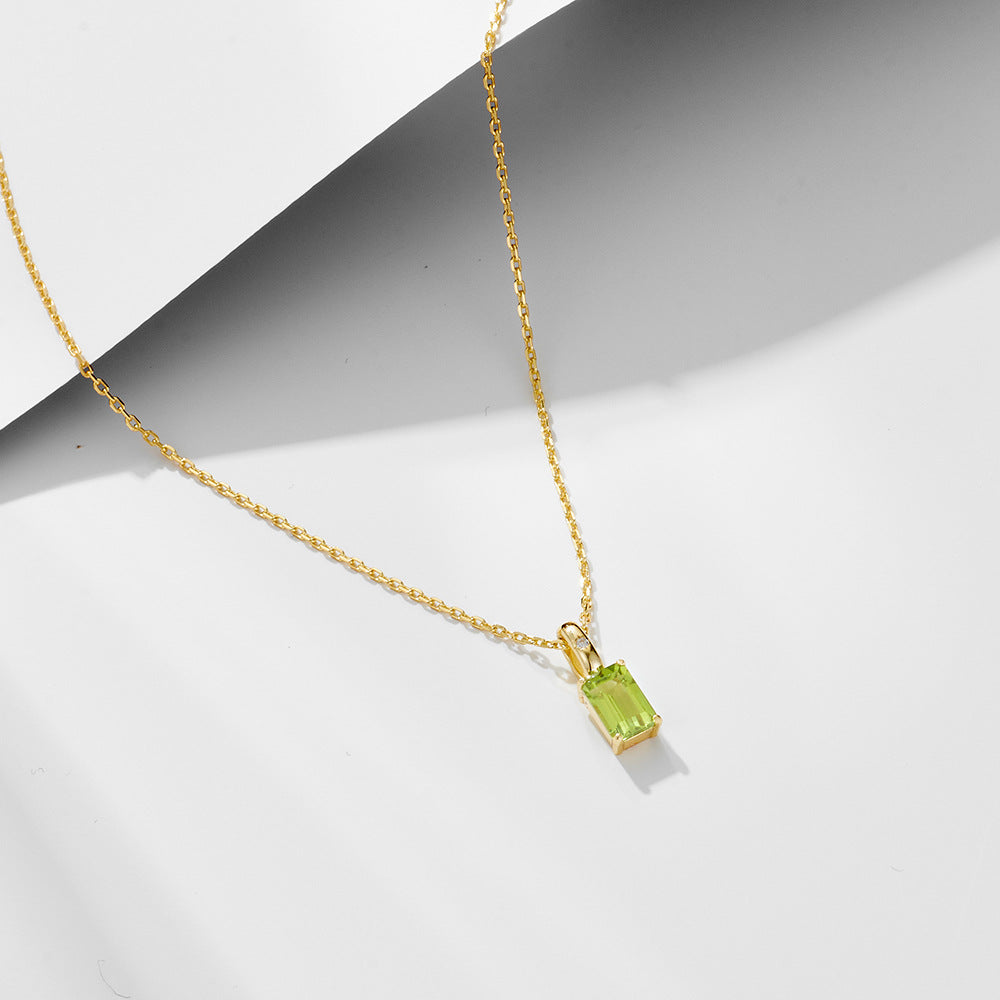 925 Silver Natural Amethyst Peridot Pendant Necklace