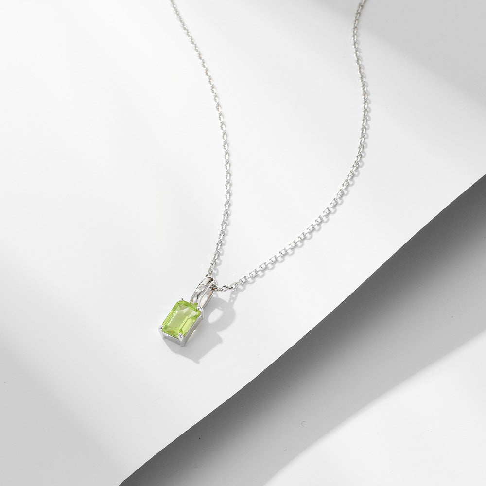 925 Silver Natural Amethyst Peridot Pendant Necklace