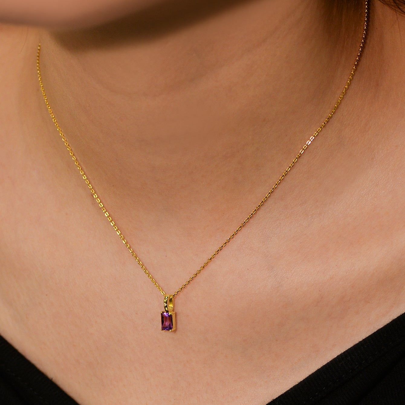 925 Silver Natural Amethyst Peridot Pendant Necklace